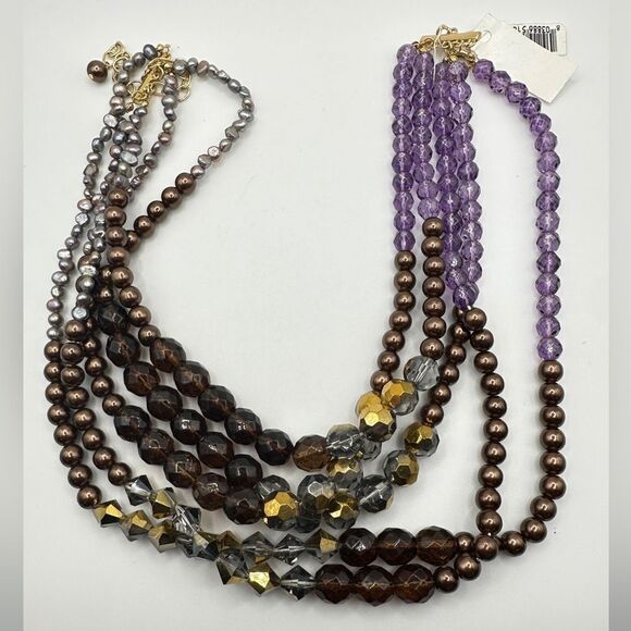 WITH TAG Sequin multi-strand beaded necklace with pearls! - Picture 2 of 16